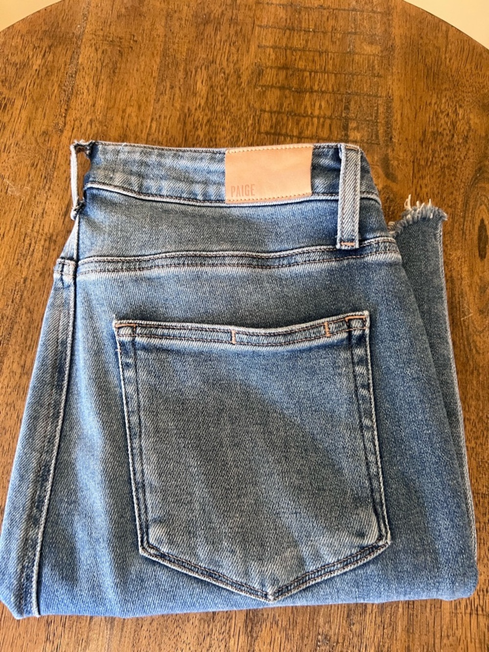 PAIGE Straight Leg Jeans in Light Blue Denim